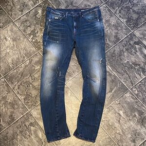 G-STAR RAW ARC 3D Women’s Tapered Distressed Dark Blue Jeans Urban Streetwear